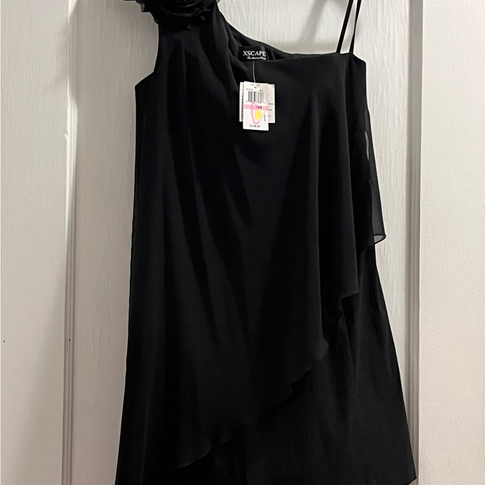 NWT Xscape Black Dress with Floral Accent